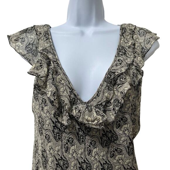 VTG Max Studio Womens Y2K Silk Floral Sheer Tank Top Size 0 Black Dainty Fairy - Picture 3 of 9